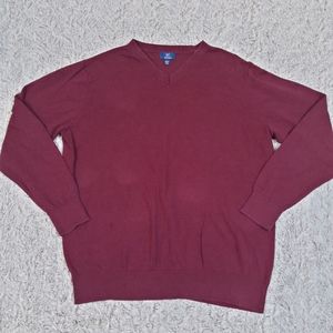 George V Neck Burgundy Sweater Size Large Cotton